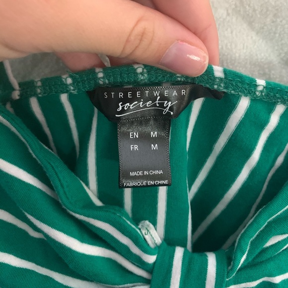 Green striped bodysuit, size medium - Picture 3 of 6